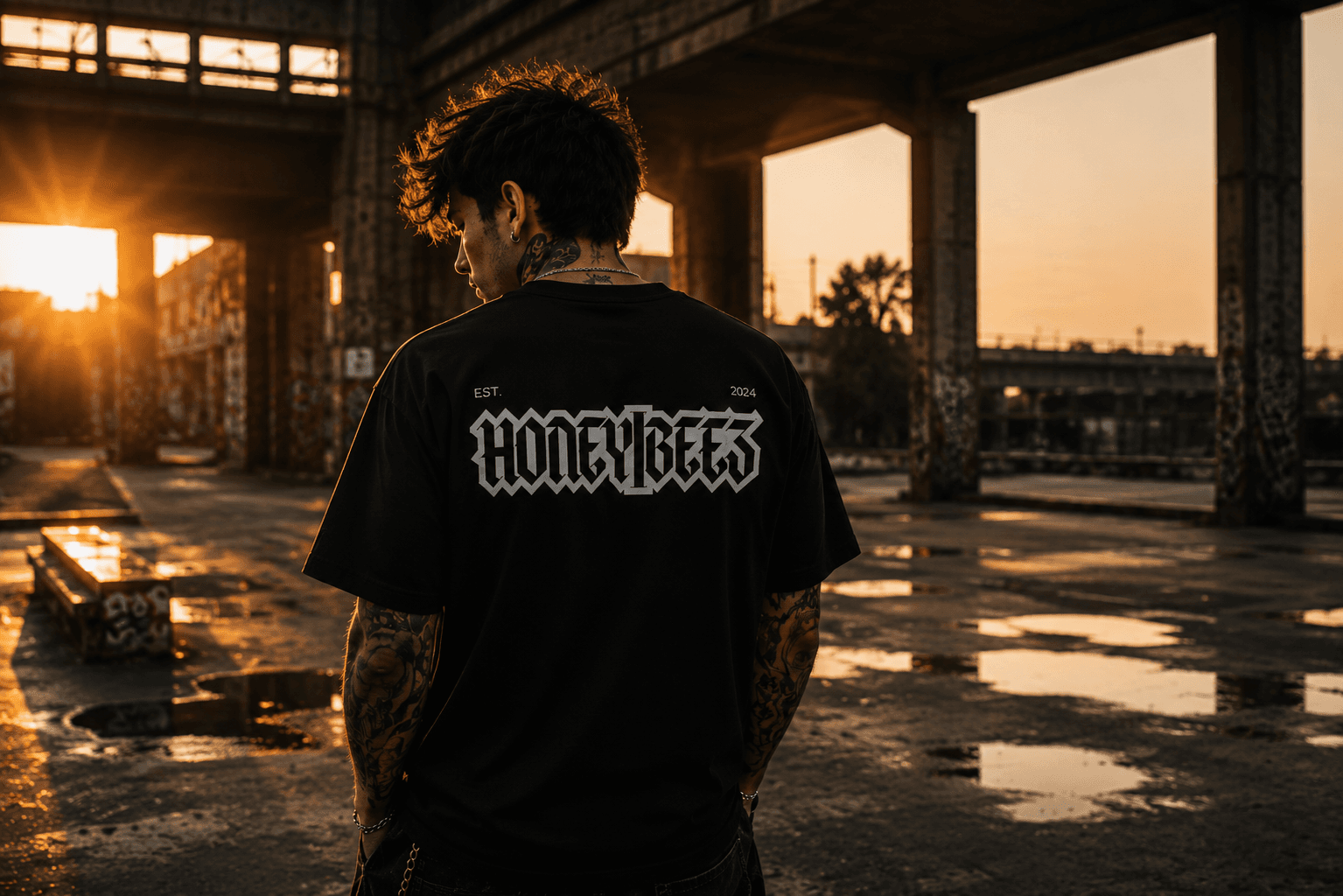 Honey|Beez Shirt in urbaner Umgebung
